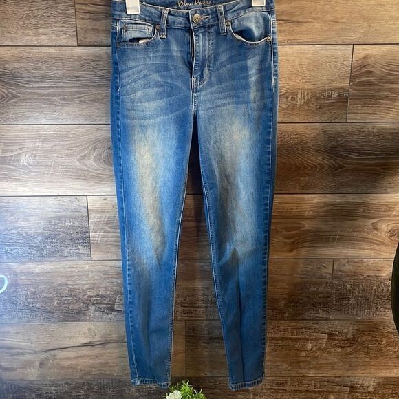 BLUE DESIRE High Rise Light Wash Fade Skinny Jeans Size 9 - Picture 1 of 7